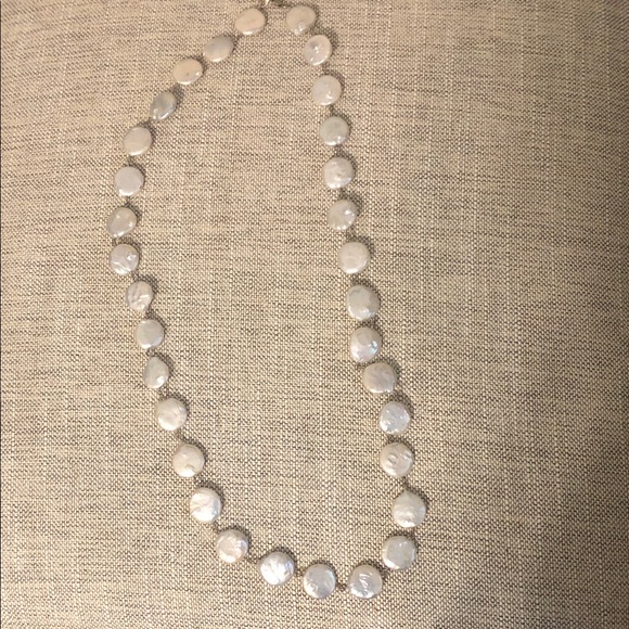 Jewelry - Real Freshwater Pearl Coin Necklace - White -